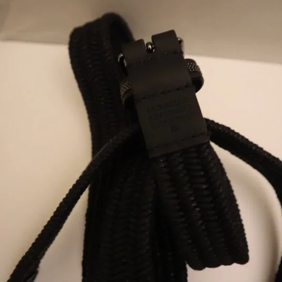 Brunello Cucinelli Belt Black Raffia Monili Leather Trim Stretch Size Medium - Picture 4 of 7